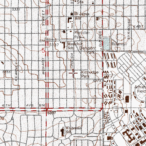 Topographic Map of Kittredge Park, CO