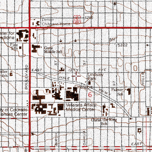 Topographic Map of Lindsley Park, CO