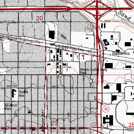 Topographic Map of Martin Luther King Park, CO
