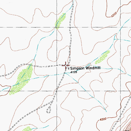 Topographic Map of Simpson Windmill, TX