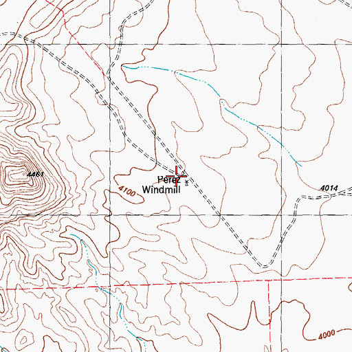 Topographic Map of Perez Windmill, TX