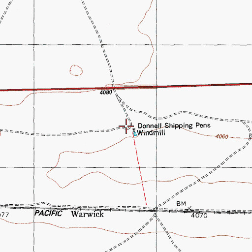 Topographic Map of Donnell Shipping Pens Windmill, TX