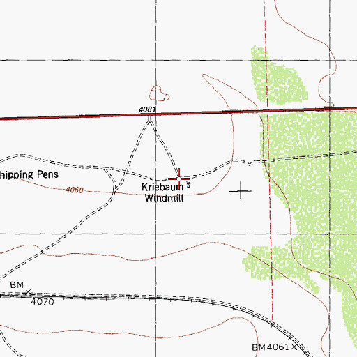 Topographic Map of Kriebaum Windmill, TX