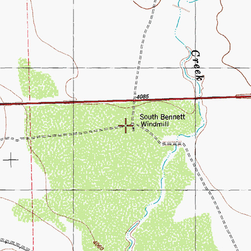 Topographic Map of South Bennett Windmill, TX