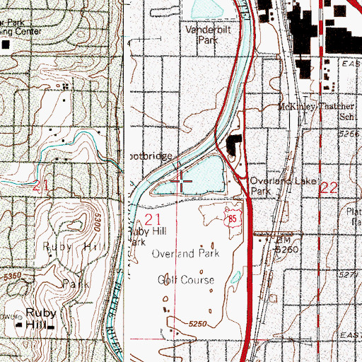 Topographic Map of Overland Lake Park, CO