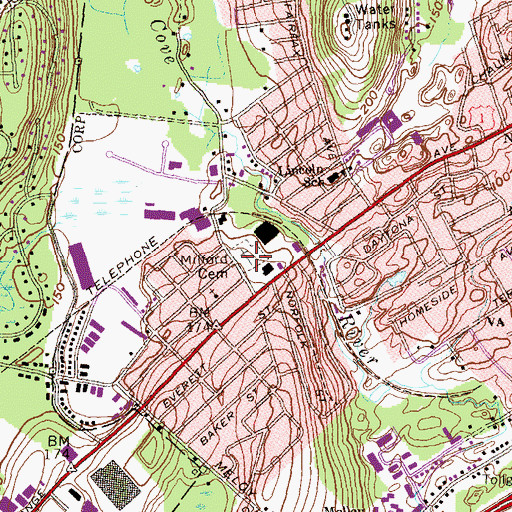 Topographic Map of Congregation Shara Torah Cemetery, CT