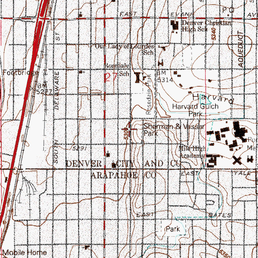 Topographic Map of Sherman And Vassar Park, CO
