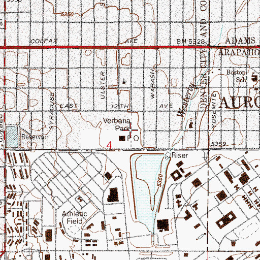 Topographic Map of Verbena Park, CO