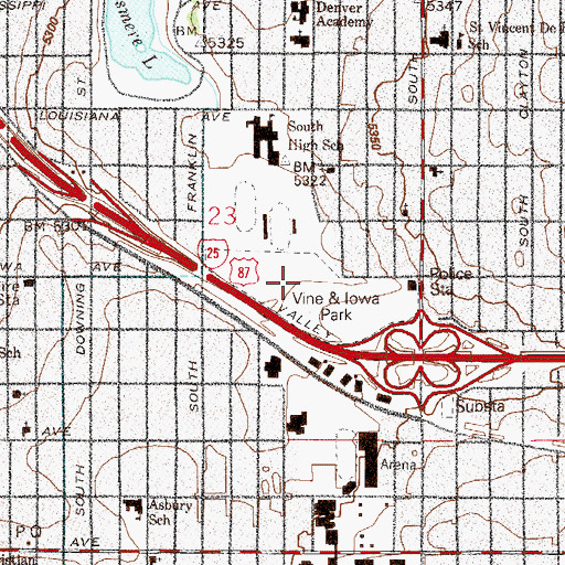 Topographic Map of Vine And Iowa Park, CO
