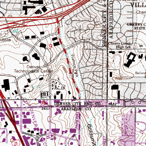 Topographic Map of Wallace Park, CO