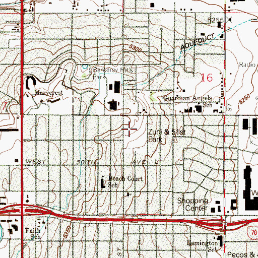 Topographic Map of Zuni And 51st Park, CO