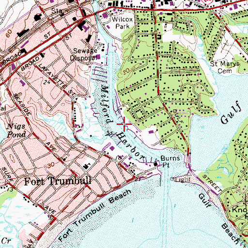 Topographic Map of Milford Harbor, CT