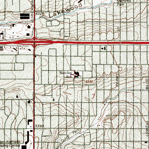 Topographic Map of Newlon Elementary School, CO