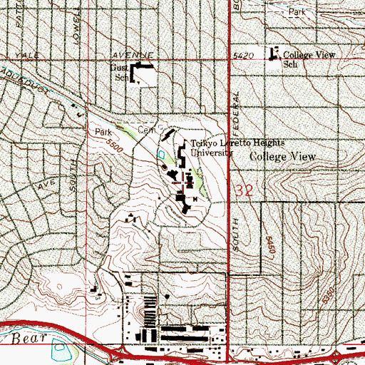 Topographic Map of Colorado Heights University, CO