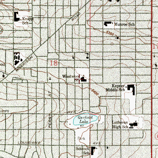 Topographic Map of Westwood Elementary School (historical), CO
