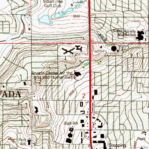 Topographic Map of Arvada Center for the Arts and Humanities, CO