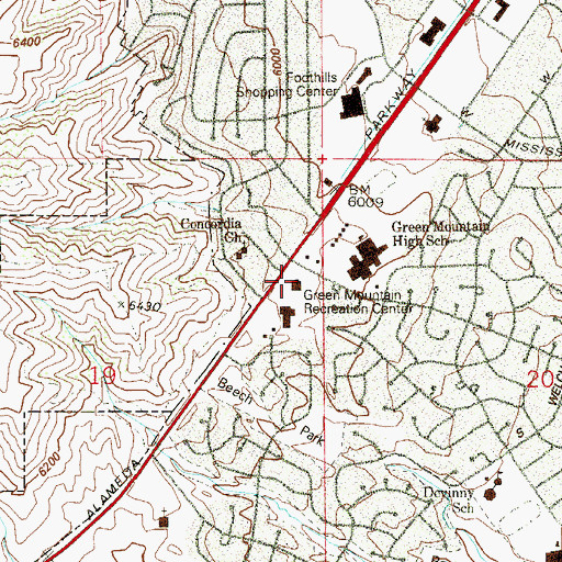 Topographic Map of Green Mountain Recreation Center, CO