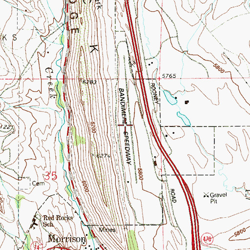 Topographic Map of Bandimere Speedway, CO