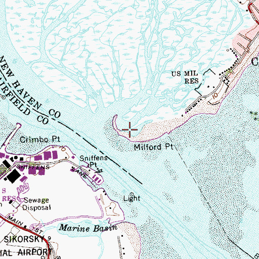 Topographic Map of Milford Point, CT