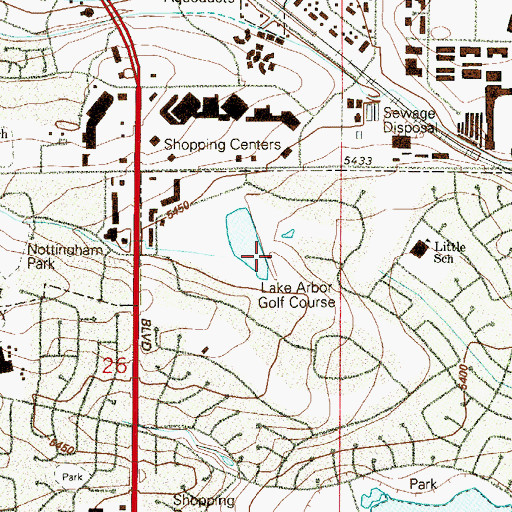 Topographic Map of Lake Arbor Golf Course, CO