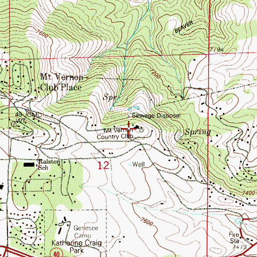 Topographic Map of Mount Vernon Country Club, CO
