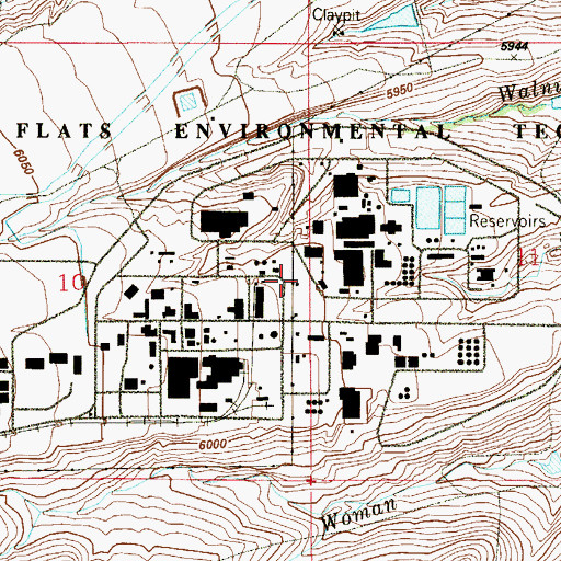 Topographic Map of Rocky Flats Environmental Technology Site, CO