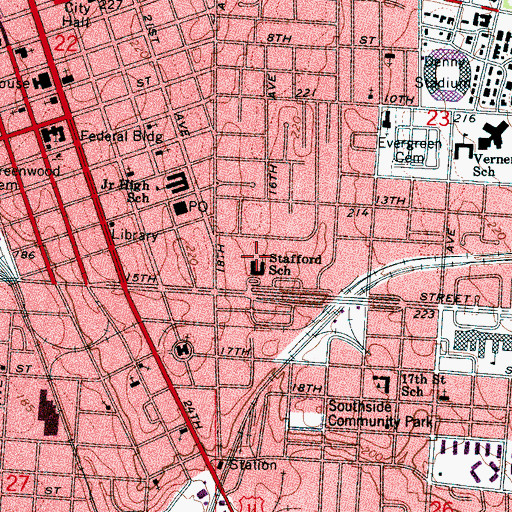 Topographic Map of Stafford Park, AL