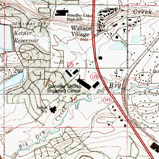 Topographic Map of Standley Shores Shopping Center, CO