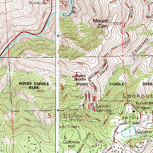 Topographic Map of Windy Saddle, CO