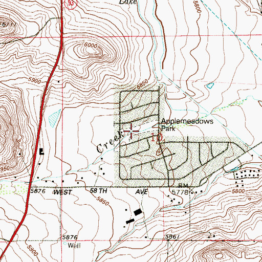 Topographic Map of Applemeadows Park, CO