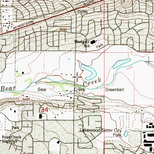 Topographic Map of Bear Creek Greenbelt, CO