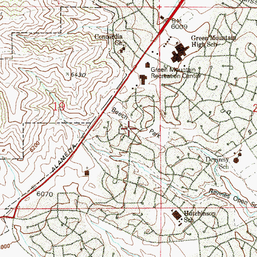 Topographic Map of Beech Park, CO