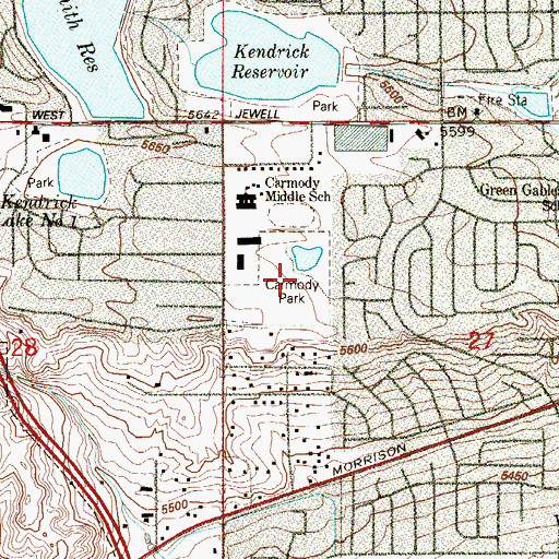 Topographic Map of Carmody Park, CO