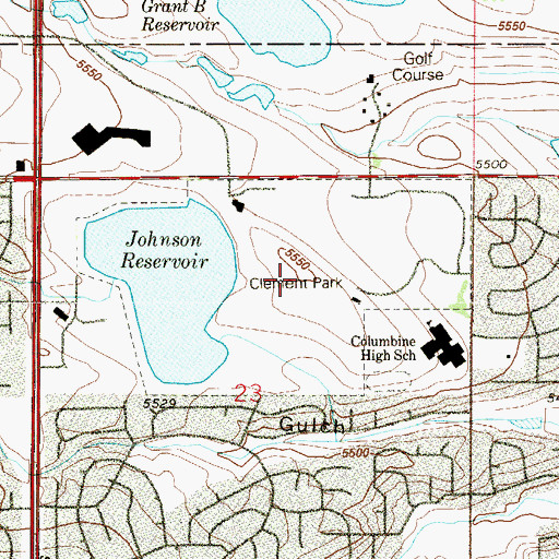 Topographic Map of Clement Park, CO