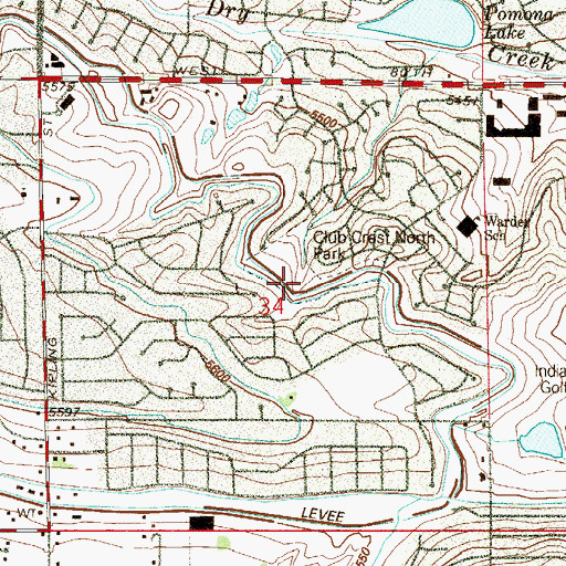 Topographic Map of Club Crest North Park, CO