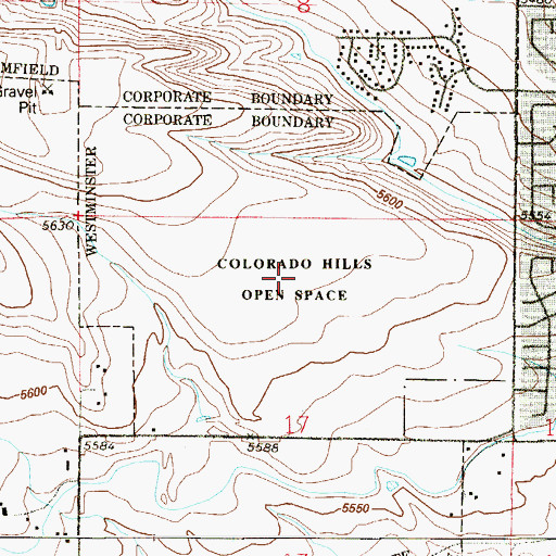 Topographic Map of Colorado Hills Open Space, CO