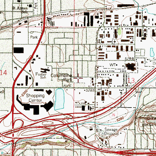 Topographic Map of Columbine Park, CO