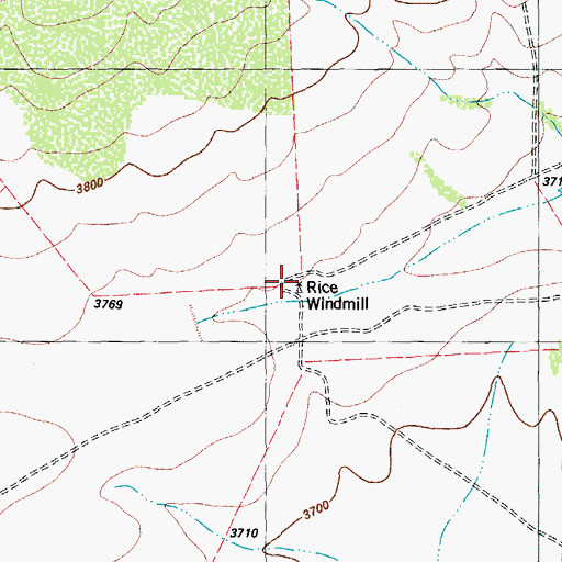 Topographic Map of Rice Windmill, TX