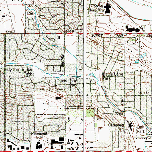 Topographic Map of Davis Lane Park, CO