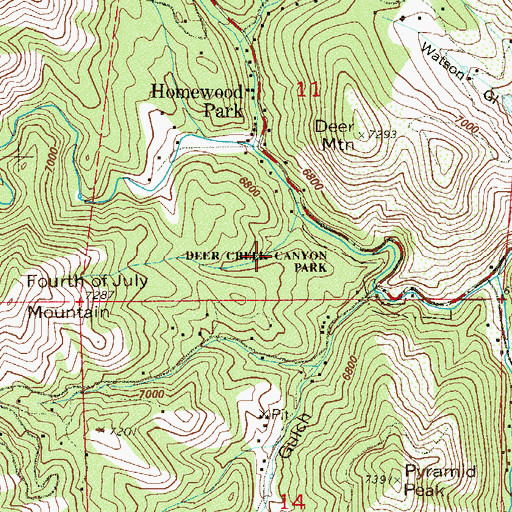 Topographic Map of Deer Creek Canyon Park, CO