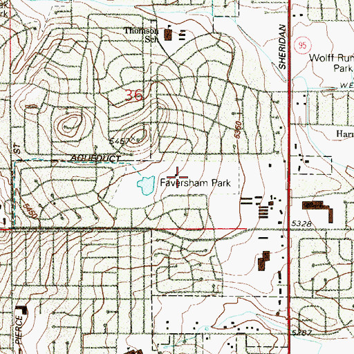 Topographic Map of Faversham Park, CO