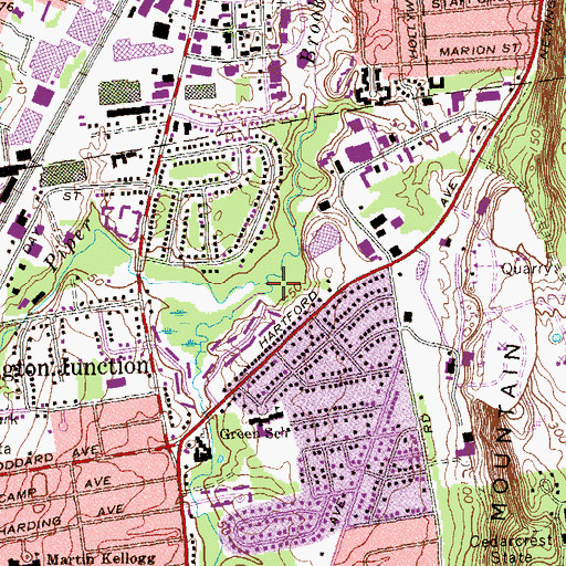 Topographic Map of Mill Brook, CT