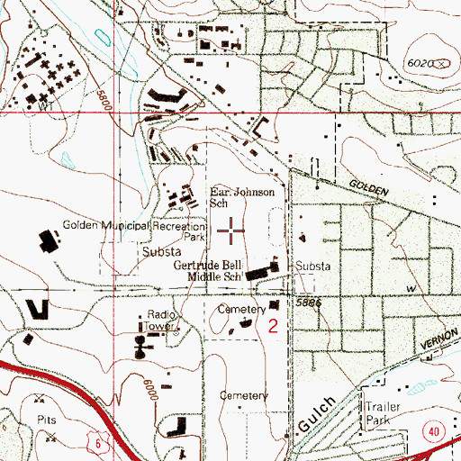 Topographic Map of Golden Municipal Recreation Park, CO