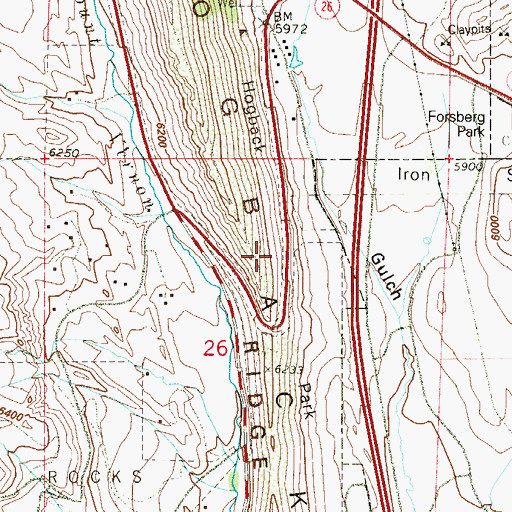 Topographic Map of Hogback Park, CO