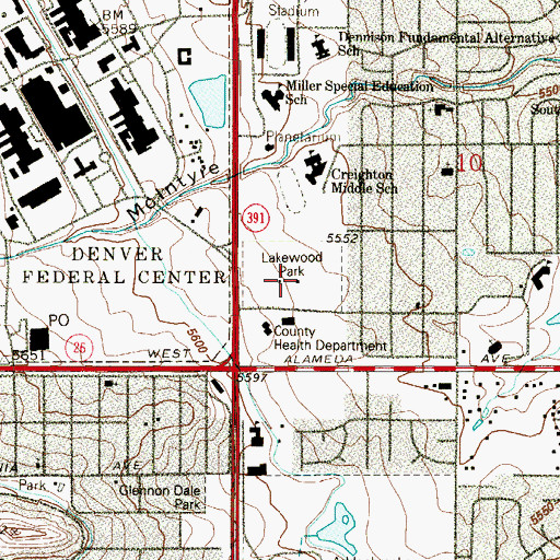 Topographic Map of Lakewood Park, CO