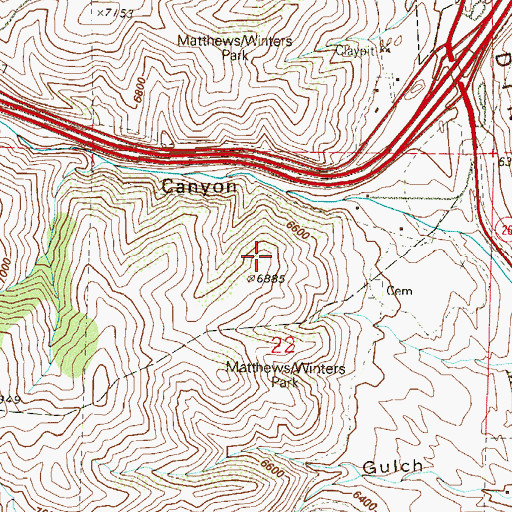 Topographic Map of Matthews/Winters Park, CO