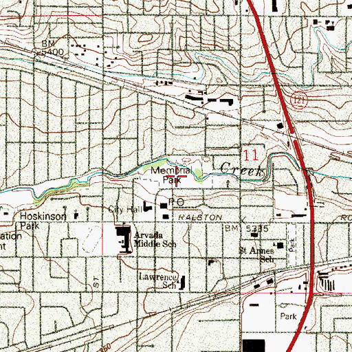 Topographic Map of Memorial Park, CO