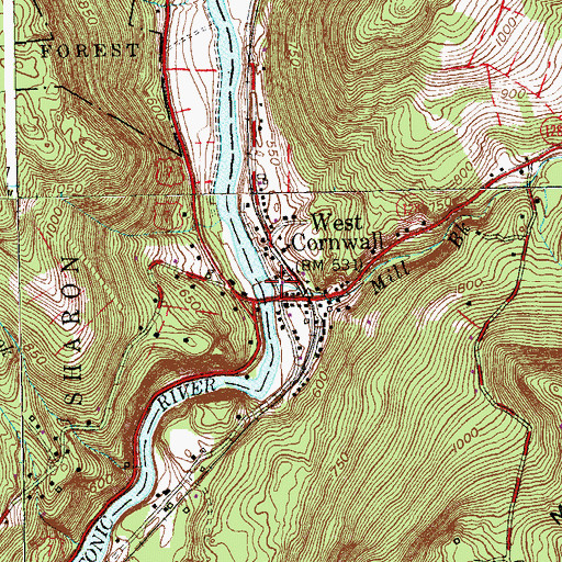 Topographic Map of Mill Brook, CT
