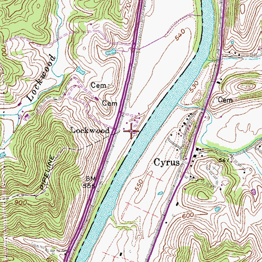 Topographic Map of Lockwood Ferry (historical), KY