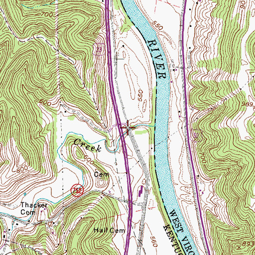 Topographic Map of Burgess Railroad Station (historical), KY